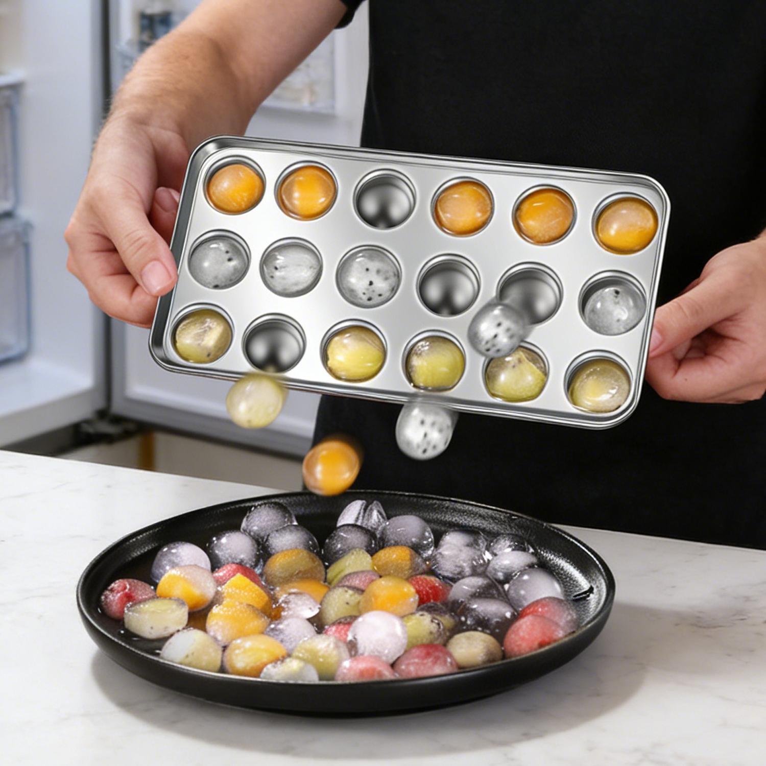 Bandeja para cubitos de hielo de acero inoxidable con tapa miniatura 7