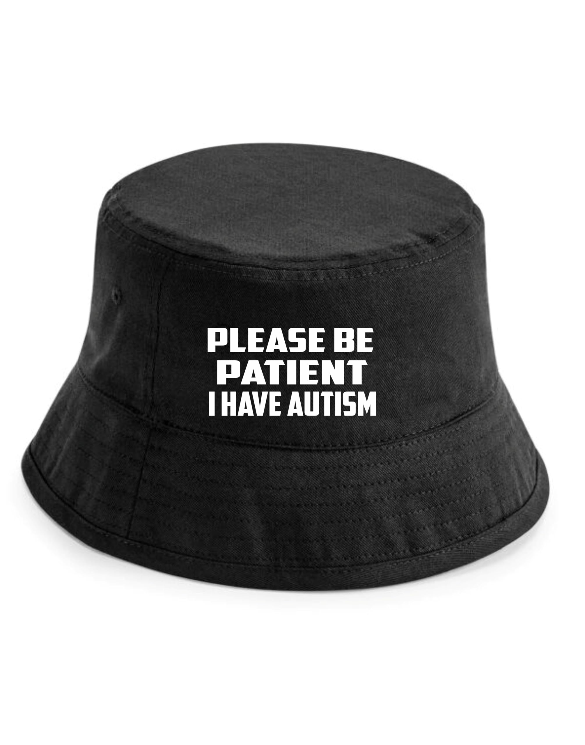 Print4U Be Patient I Have Autism Bucket Hat Mental Health Awareness Adult Black SM
