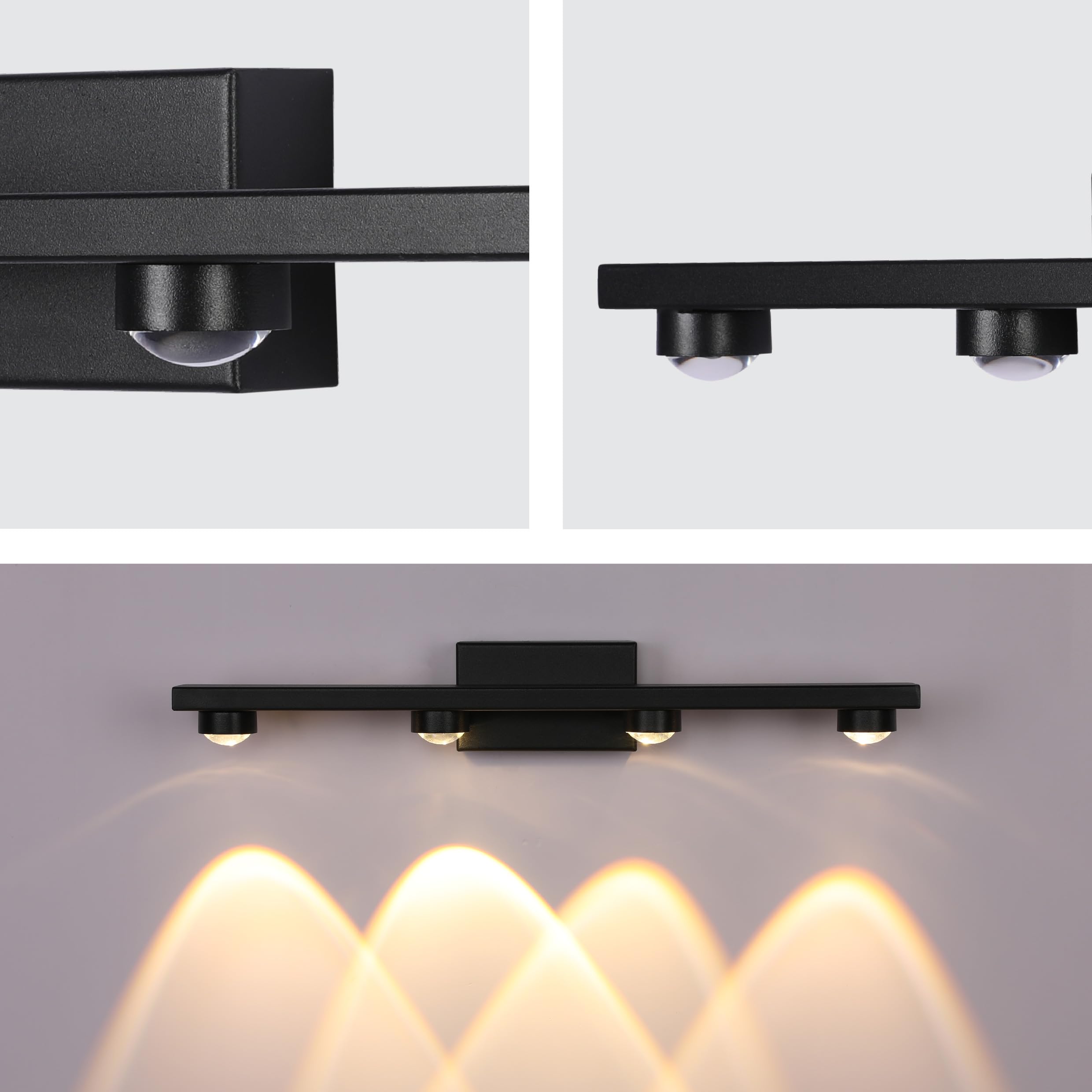 TEKLED myHome Freja Nordic Mirror LED Wall Light, Black, 4 Lamp - Image 4