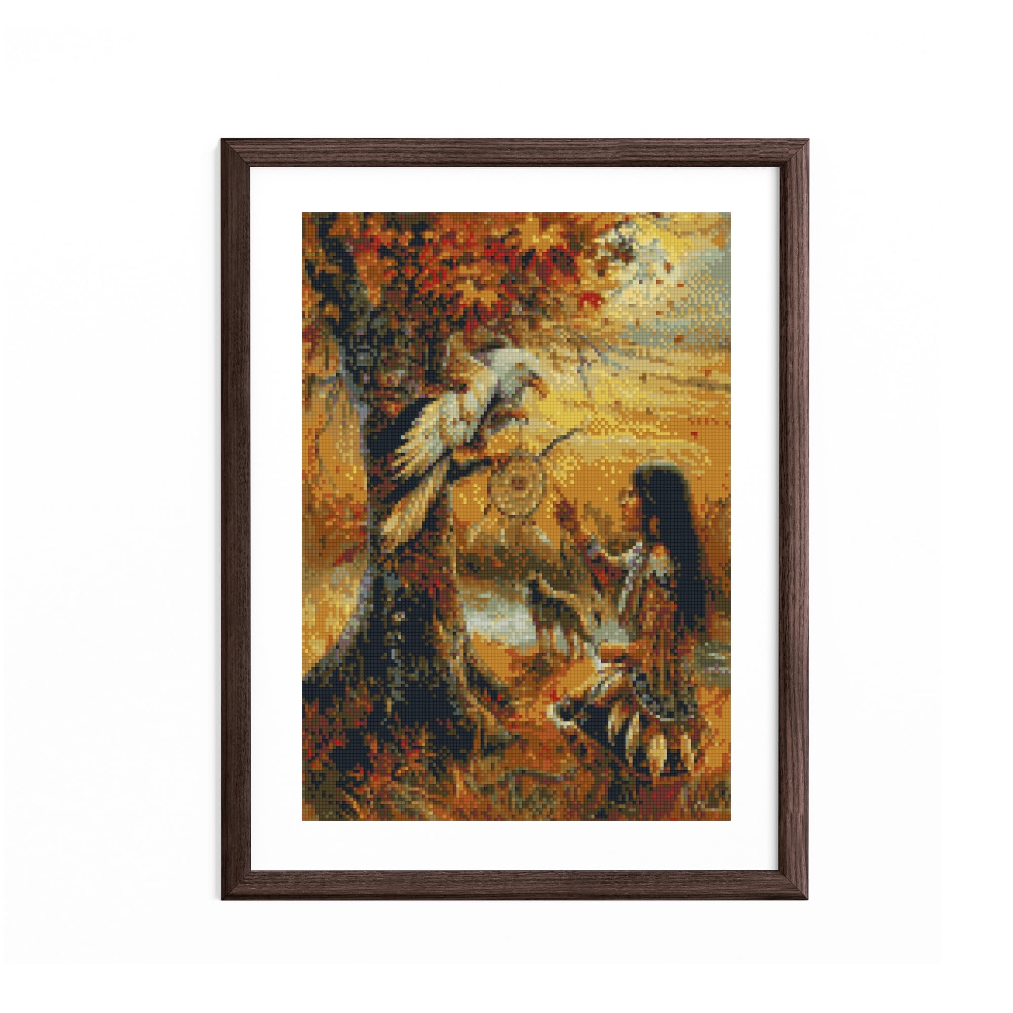 5D Diamond Painting Kit - Native Indian Woman & Wolf 11.8x15.8in Full Drill Art