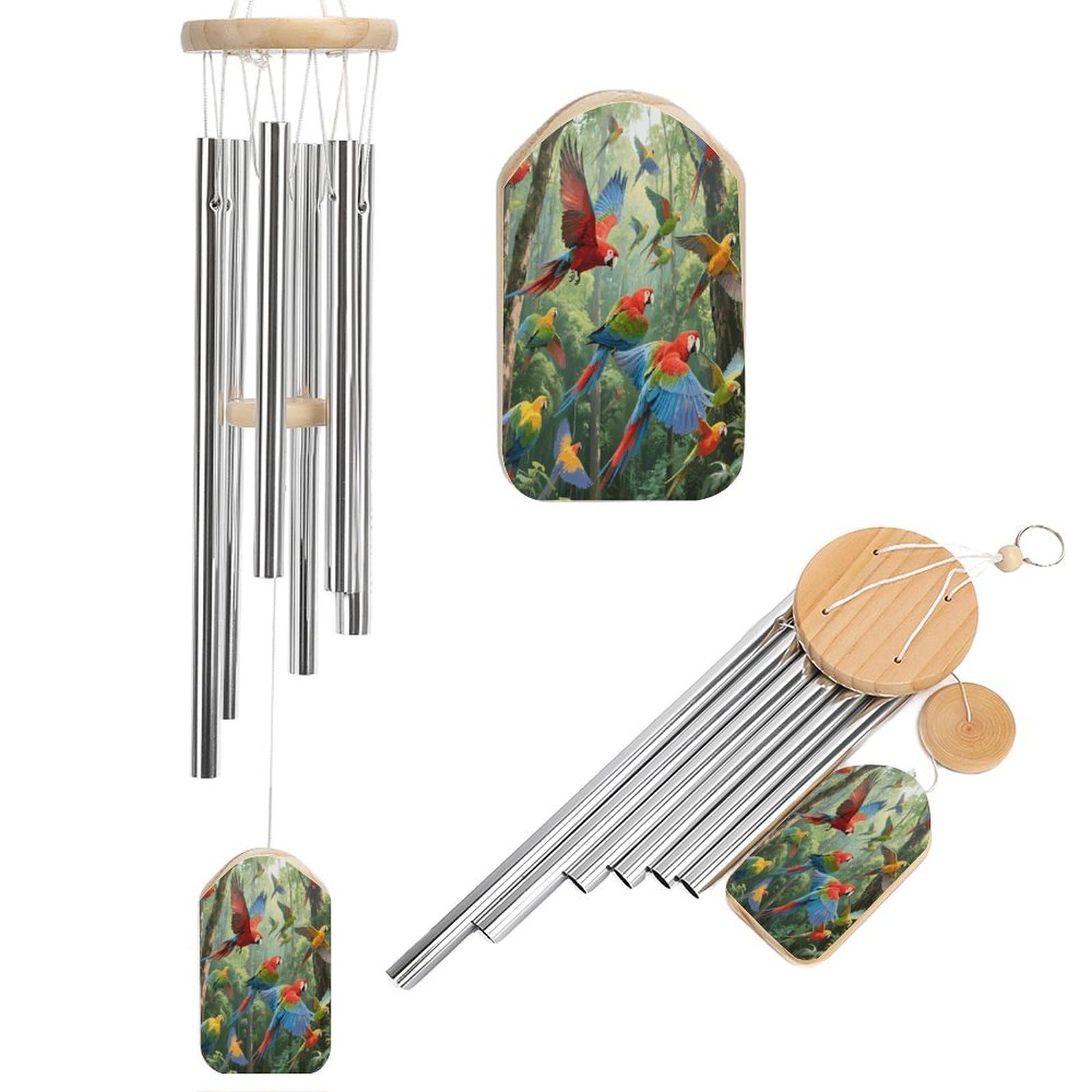 Parrots Wind Chimes for Outdoor Large Deep Tone Aluminium Wind Chimes Soothing Melodic Sound 20.5" Hanging Metal Windchimes Outdoors Decor for Patio Porch Yard