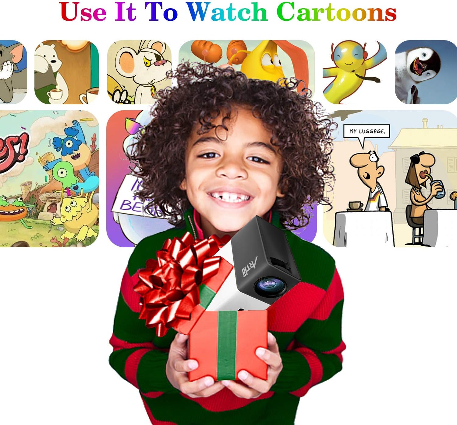 Artlii YG300 Mini Portable Projector and accessories