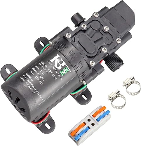 KBT - Bomba de diafragma de transferencia de agua de 12 V CC 1.05 GPM 108 PSI, bomba rociadora autocebante con interruptor de presión, reemplazo
