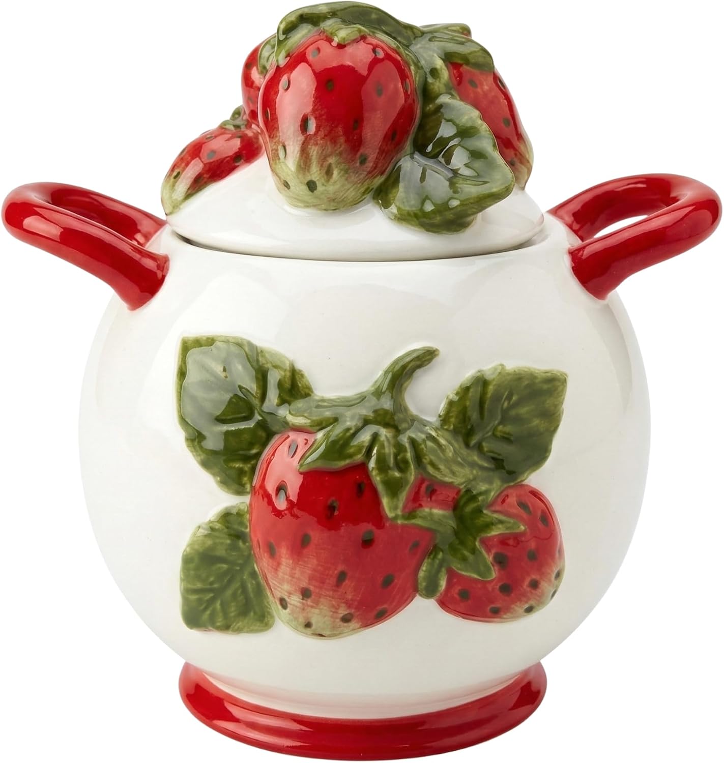 Blue Sky Clayworks Strawberry Sugar Bowl, 5.125" L x 4.25" W x 4.875" H