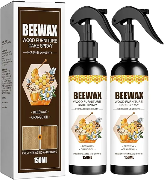 MOODTALK Beeswax Spray Furniture Polish, Wood Cleaner, Wood Floor Polish - For Living Room, Kitchen and Wooden Furniture Floors (Pack of 2) (150 ml)