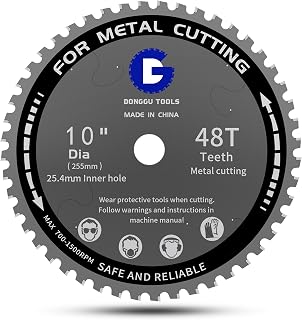 255mm 48T Metal Cutting Saw Blade - Compatible with Evolution,TCT Cermet Carbide Tipped Circular Saw Blade 10 Inch, 25.4mm Arbor for Steel Stainless Steel Metal Pipe Cuttingl(255, 48)