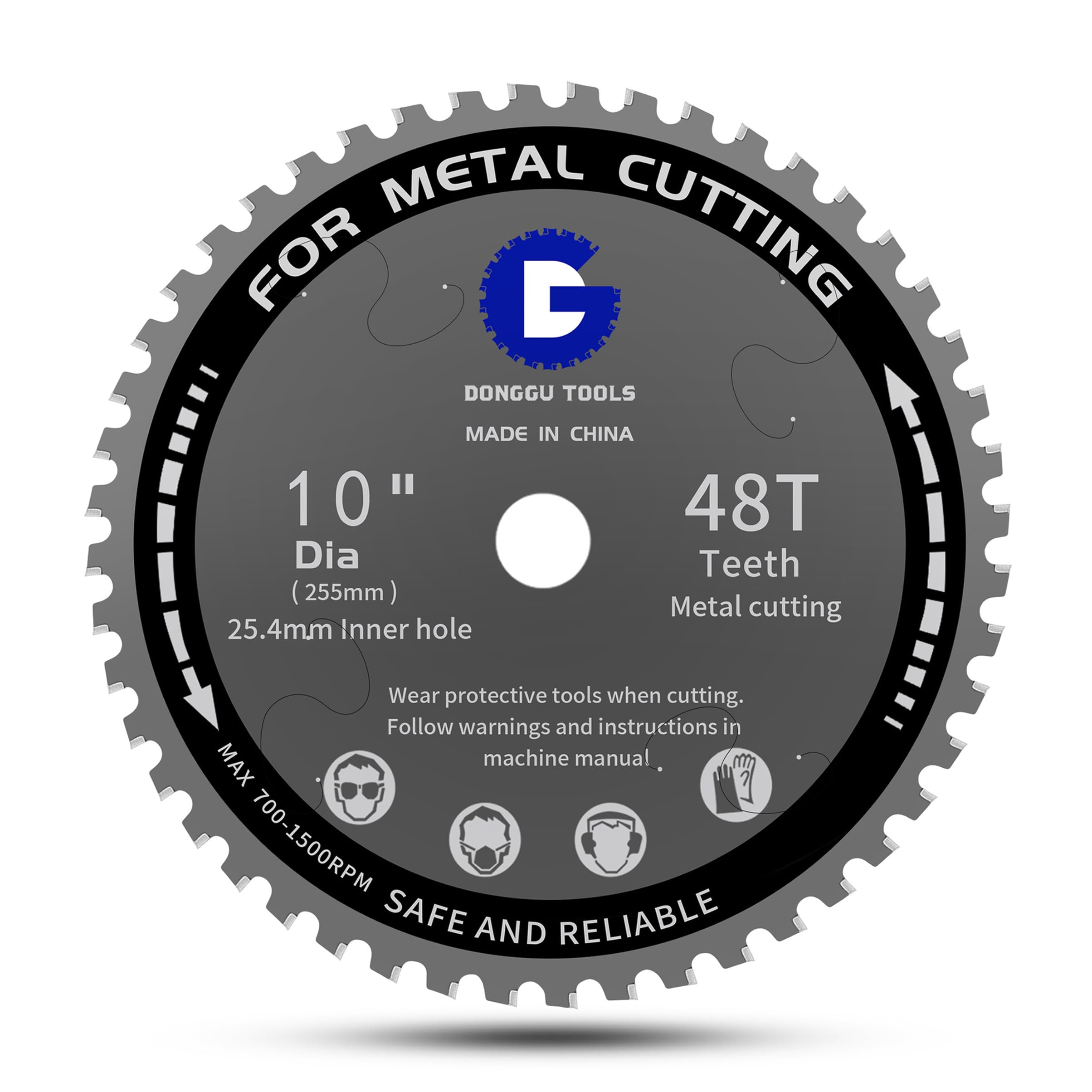 255mm 48T Metal Cutting Saw Blade - Compatible with Evolution,TCT Cermet Carbide Tipped Circular Saw Blade 10 Inch, 25.4mm Arbor for Steel Stainless Steel Metal Pipe Cuttingl(255, 48)