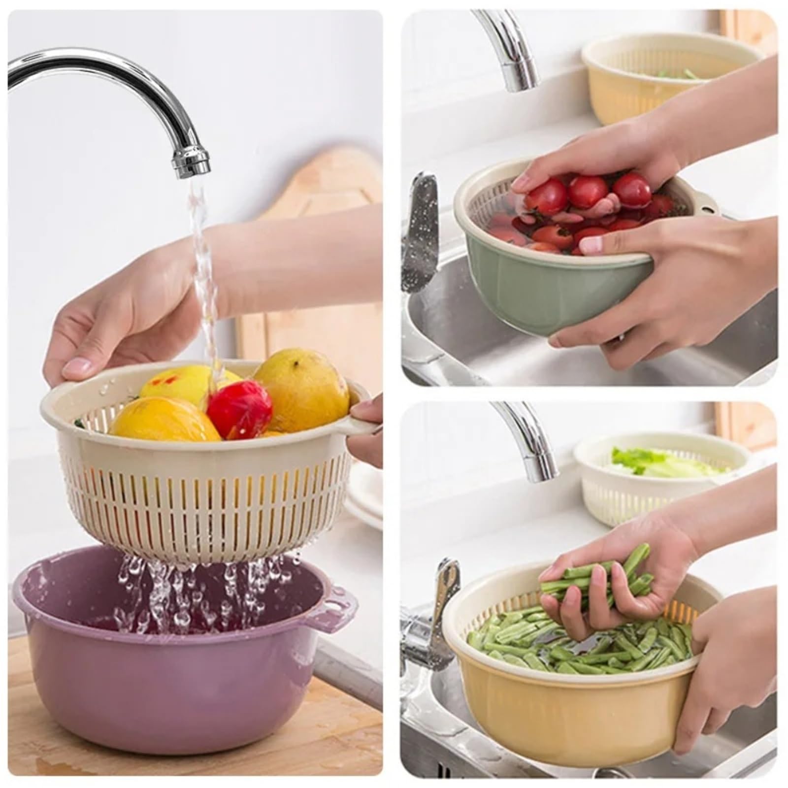 Cesta de drenaje cocina 2 en 1 3 piezas Para Cocina