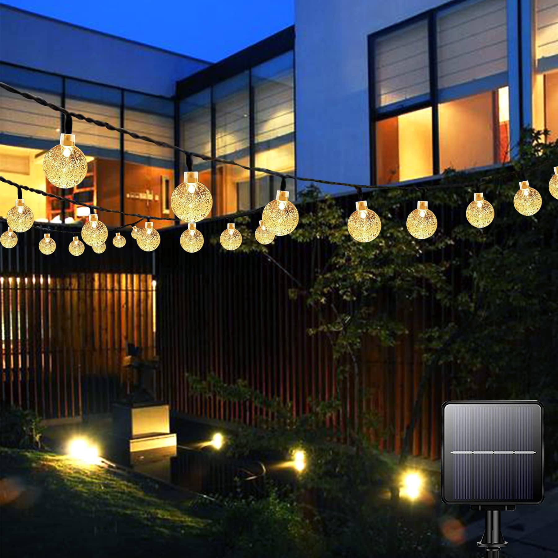Bollengold Solar Fairy Lights Outdoor, 24ft 50LED Solar Garden Lights Waterproof, Solar Powered Crystal Ball Indoor/Outdoor Fairy Lights Decorative Lights for Garden, Patio, Yard, Parties (Warm White)