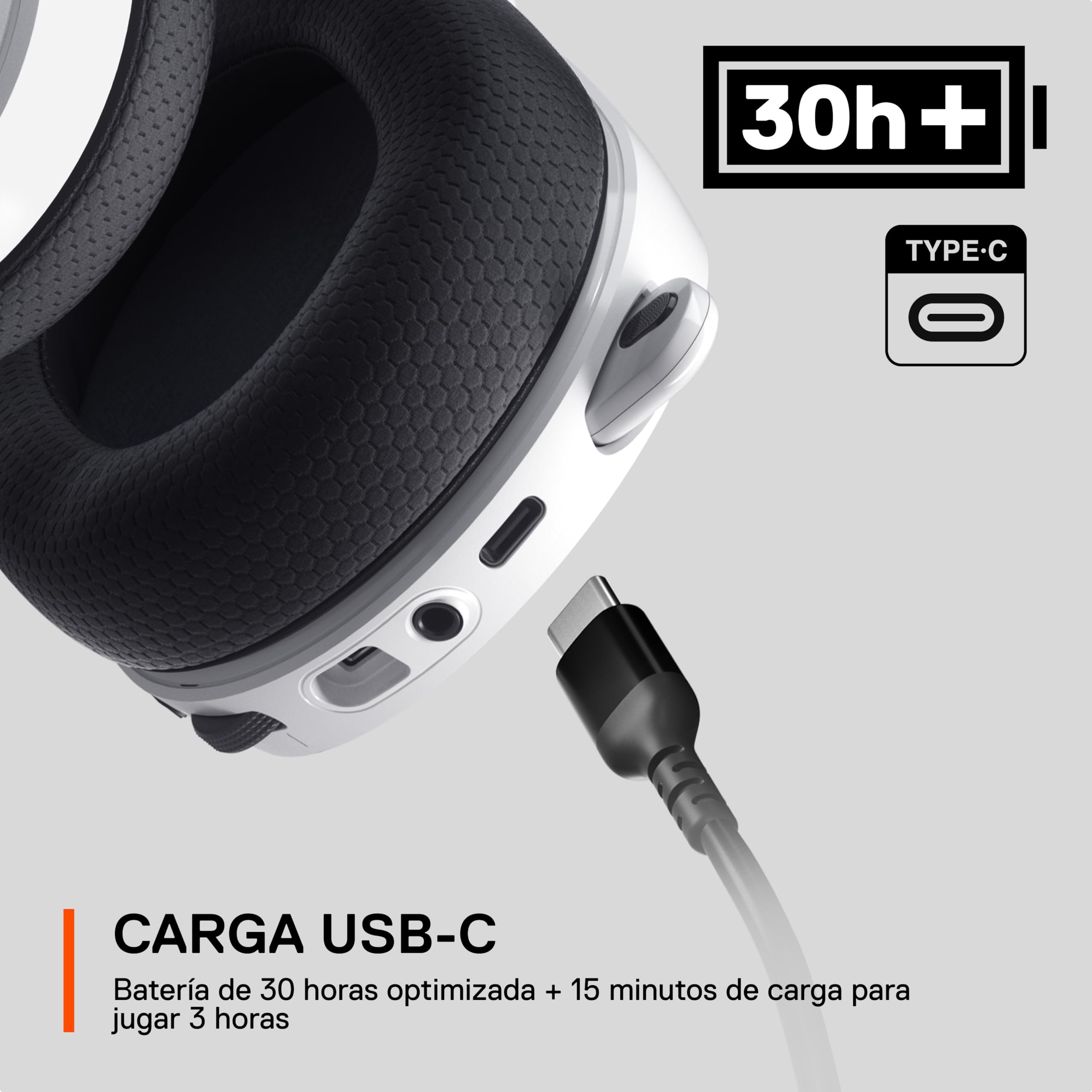 SteelSeries Arctis 7+ - Wireless auriculares gaming - 2,4 GHz sin pérdidas - Batería con 30 horas de autonomía - Para PC, PS5, PS4, Mac, Android y Switch - Blanco
