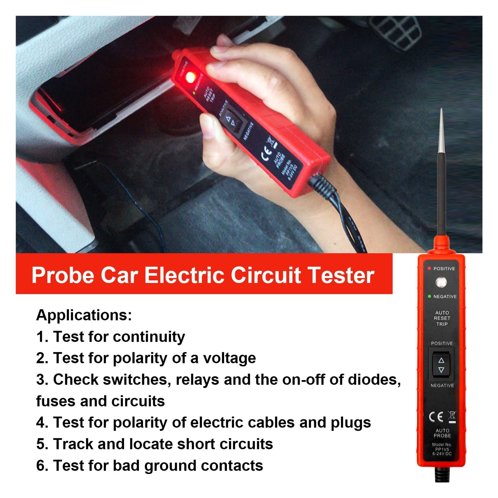 EM285 Tester de circuitos eléctricos automotrices Sistema eléctrico Tester 6-2 4V DC Penador de prueba de manejo multifunción automotriz Para Ethernet y teléfono