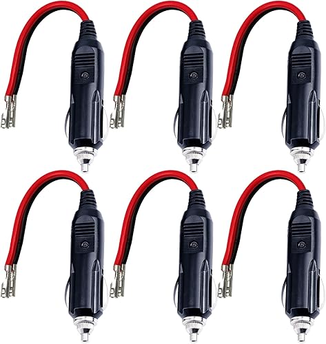 Miniatura 1 de Paquete de 6 Encendedor de cigarrillos de repuesto de 12 V macho con plomo, 12 V 15 amperios, enchufe macho de repuesto con luz LED, enchufe de