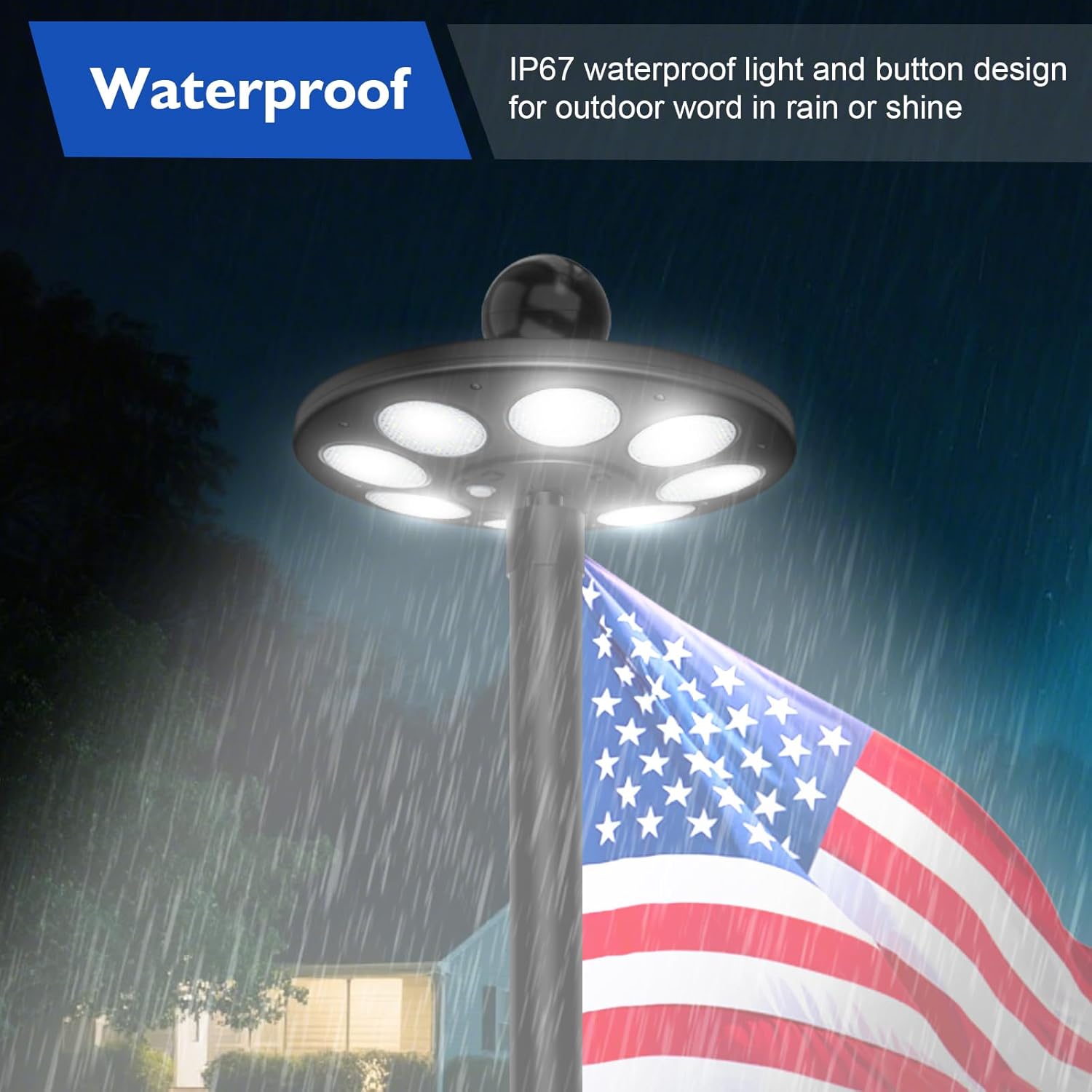 Flag Pole Light Solar Powered-136LED Solar FlagPole Lights,Ultra Bright for 15-25 Ft Flag Poles, Outdoor Flag Pole Lamp from Dusk to Dawn for 12+ Hours - 100% Coverage Black Flag Light