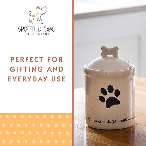 Miniatura 10 de SPOTTED DOG GIFT COMPANY Recipiente para golosinas para perros, tarro de cerámica con tapa para encimera de cocina, bonito recipiente de