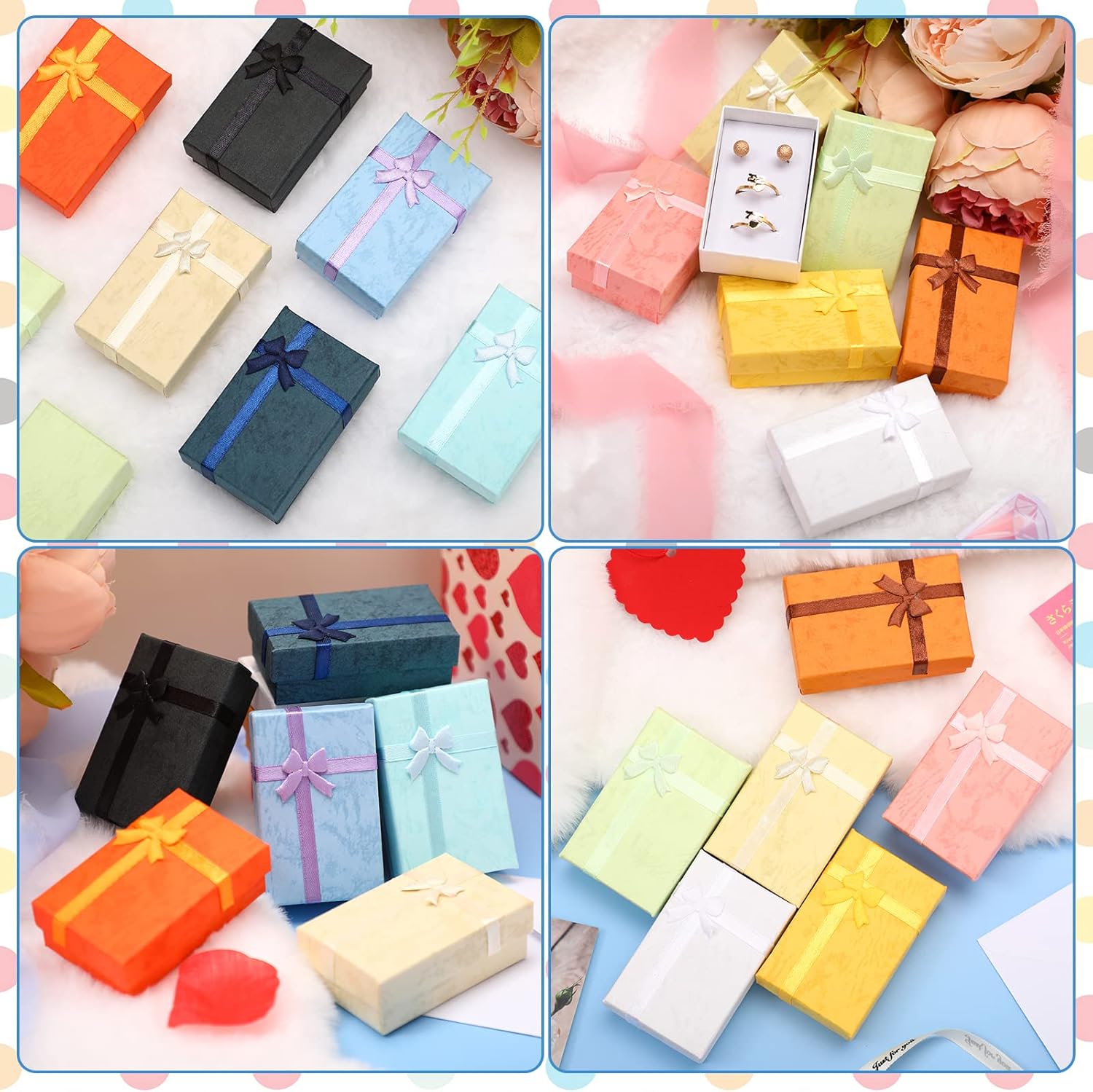 Sureio 24 Pcs Jewelry Gift Boxes Set Gift Case Cardboard Paper Box Earrings Ring Necklace Bracelet Jewelry for Wedding Anniversaries Birthday, 3.2'' x 2'', 12 Colors - Image 6