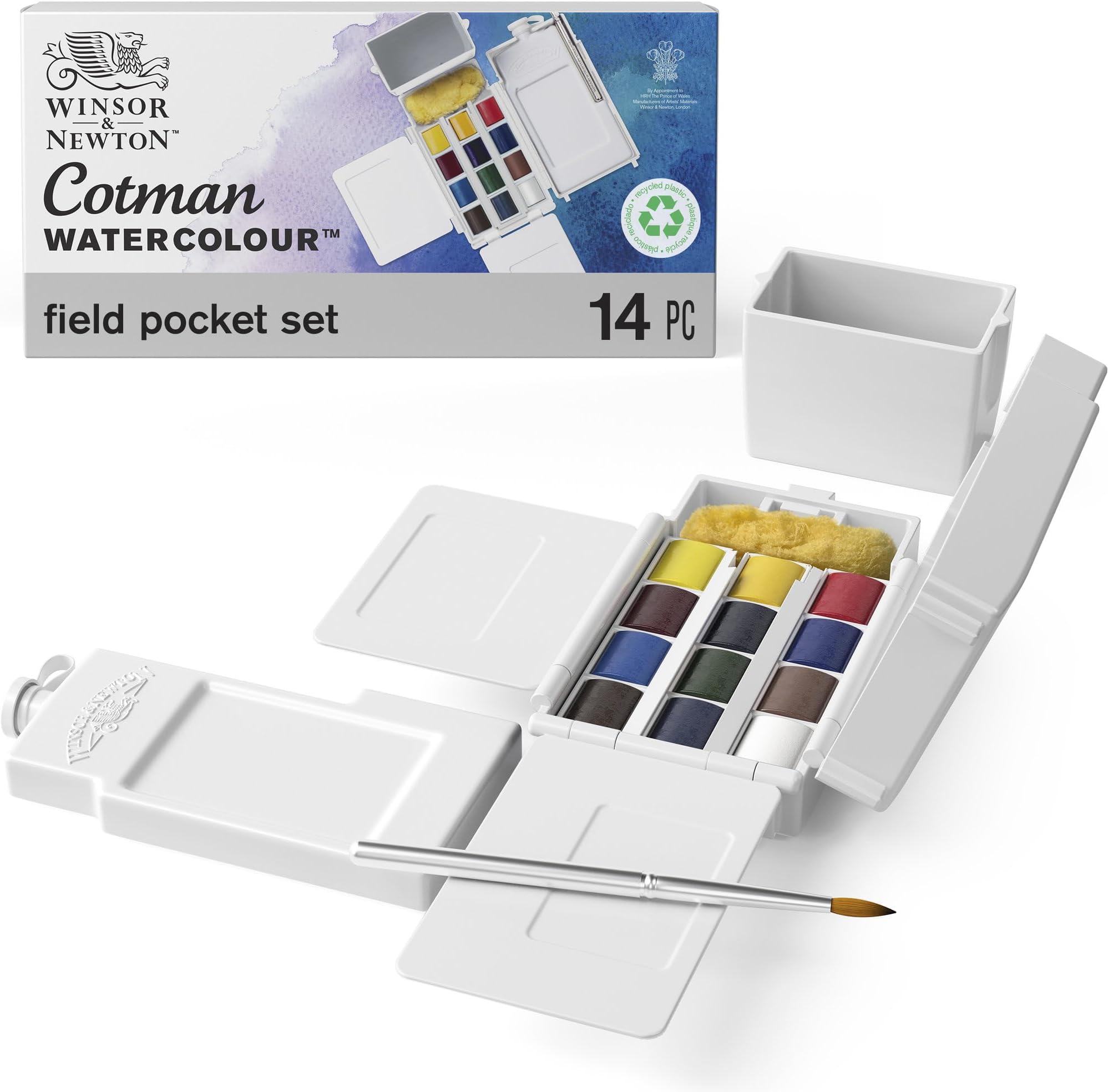 Winsor & Newton Cotman Water Colours Field Box Set of 12 Half Pans, Multicolor