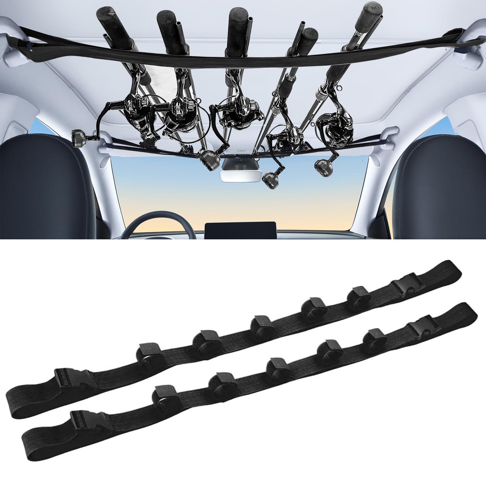 Adjustable Fishing Rod Holder 2 Pack Car Fishing Rod Holder Adjustable Fishing Pole Fishing Pole Rack Fishing Rod Rack Carrier for Car, SUVs and Vans