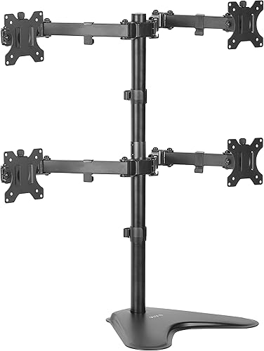 VIVO STAND-V004F - Soporte independiente para monitor de 13 a 30 pulgadas soporte de escritorio totalmente ajustable capacidad para 4 pantallas