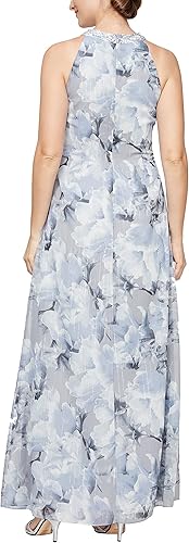 Miniatura 2 de S.L. Fashions Vestido largo de gasa para mujer con cuello halter joya