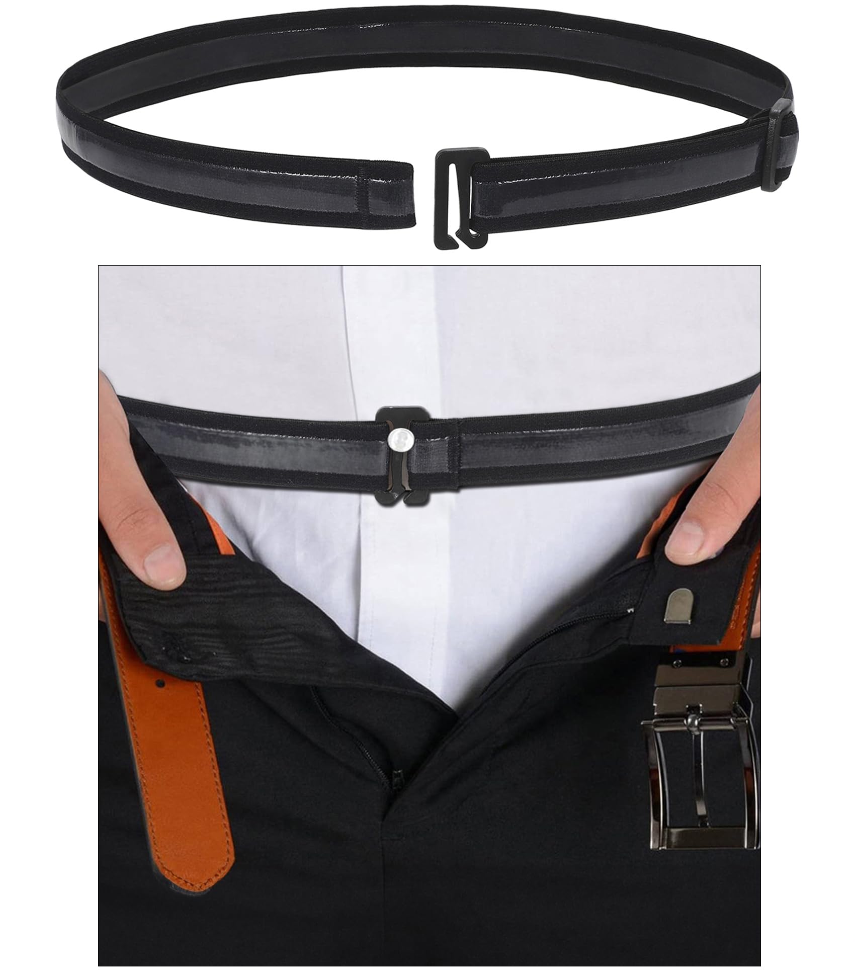 SUOSDEY Shirt Stays Belt Shirt Tucker Shirt Holder for Men Adjustable Elastic Band with Non-slip Glue