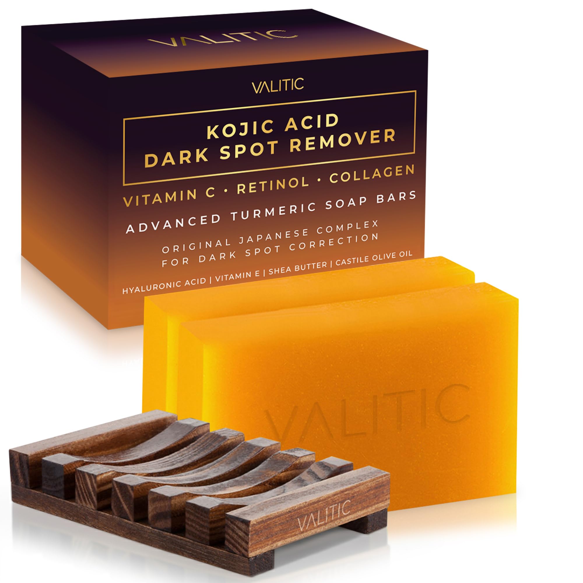VALITIC - Soap for removing dark spots with kojic acid, vitamin C, retinol, collagen and turmeric (original Japanese)