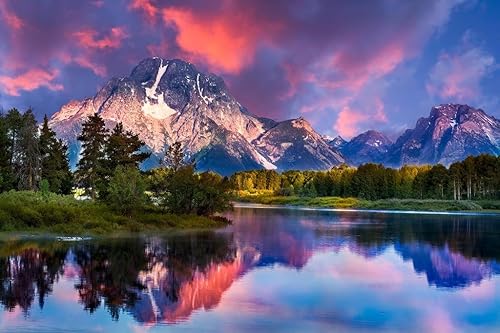 Amanecer en Oxbow Bend Grand Teton Parque Nacional Foto Fotografía Montaña Naturaleza Paisaje Paisaje Escénico Parques Imagen América Árboles Otoño