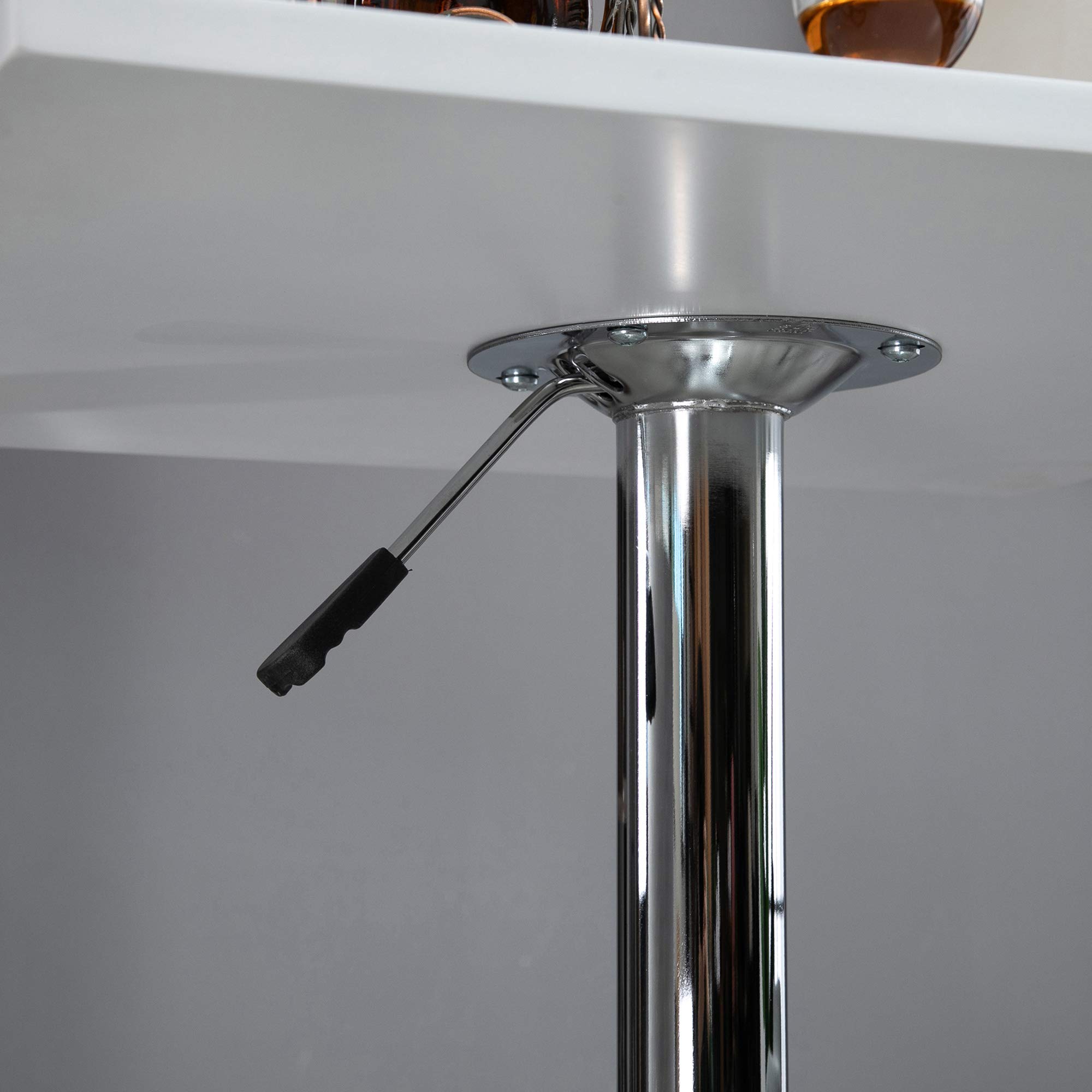 HOMCOM Bartisch Höhenverstellbar Stehtisch mit Drehbar Tischplatte, rutschfest Küchentisch für Wohnzimmer, Esszimmer, Weiß, 60 x 60 x 69-91 cm