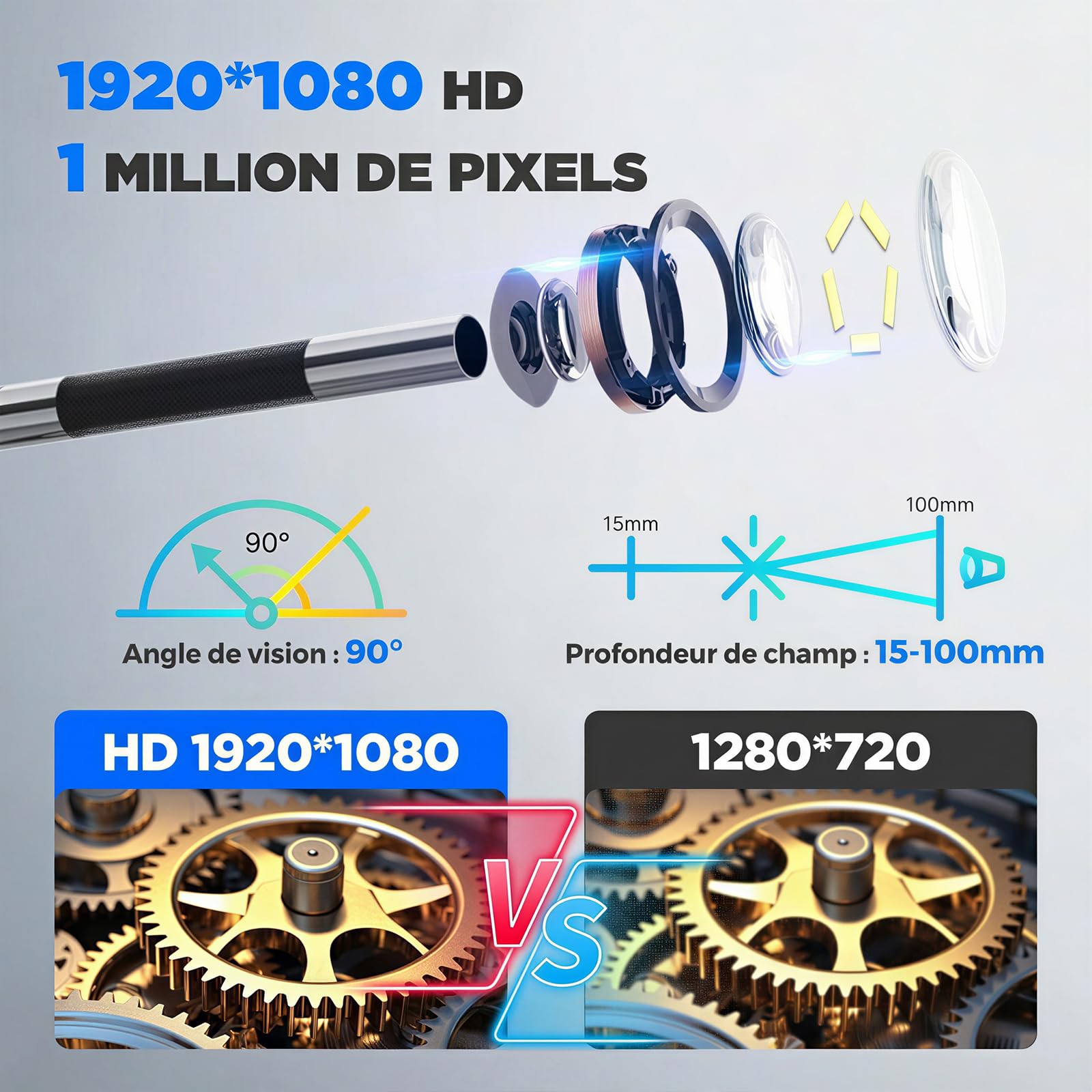 KAISAL Caméra Endoscopique,6.25mm Endoscope Camera Articulé Bidirectionnel