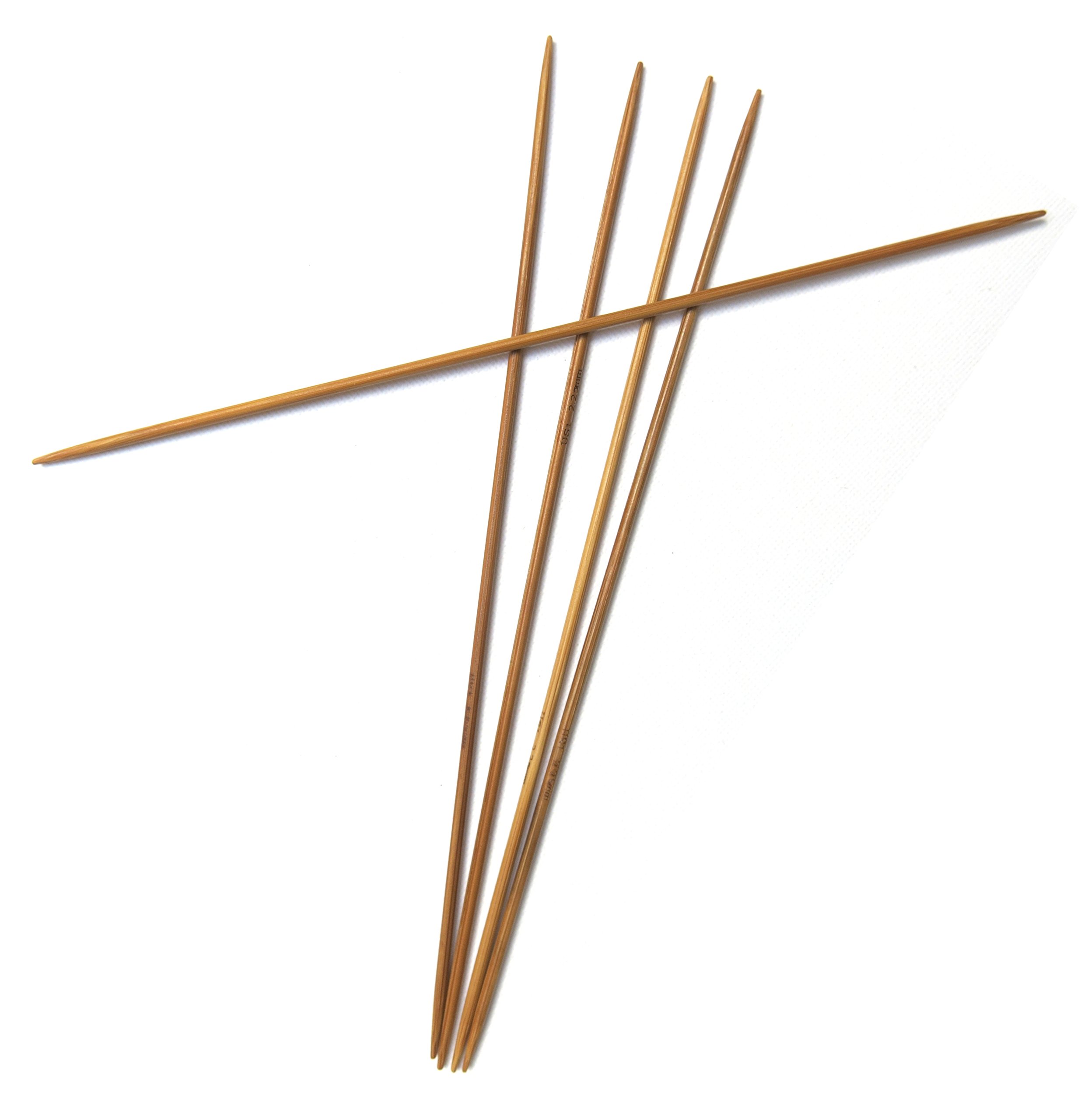Adf Tm Natural 8'' (20Cm) X 2.25Mm Double Pointed Carbonized Bamboo Knitting Needles 5Pcs