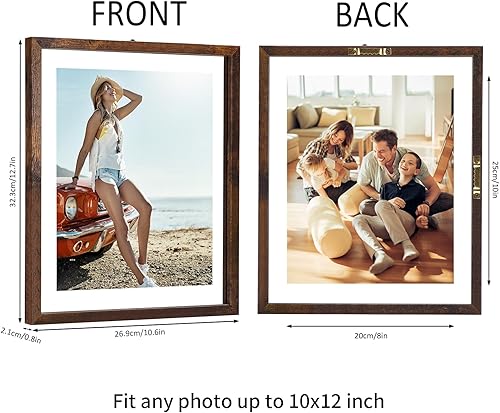 Miniatura 3 de Trwcrt Paquete de 4 portarretratos de 8 x 10 pulgadas, marcos de fotos flotantes rústicos de doble cristal, para fotos de hasta 10 x 12 pulgadas,