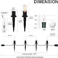 Vista 3 de PerPaiMe C9 Luces de camino de Navidad al aire libre LED - 24.2 pies Cadena de luces con 20 bombillas, luces impermeables de camino de Navidad