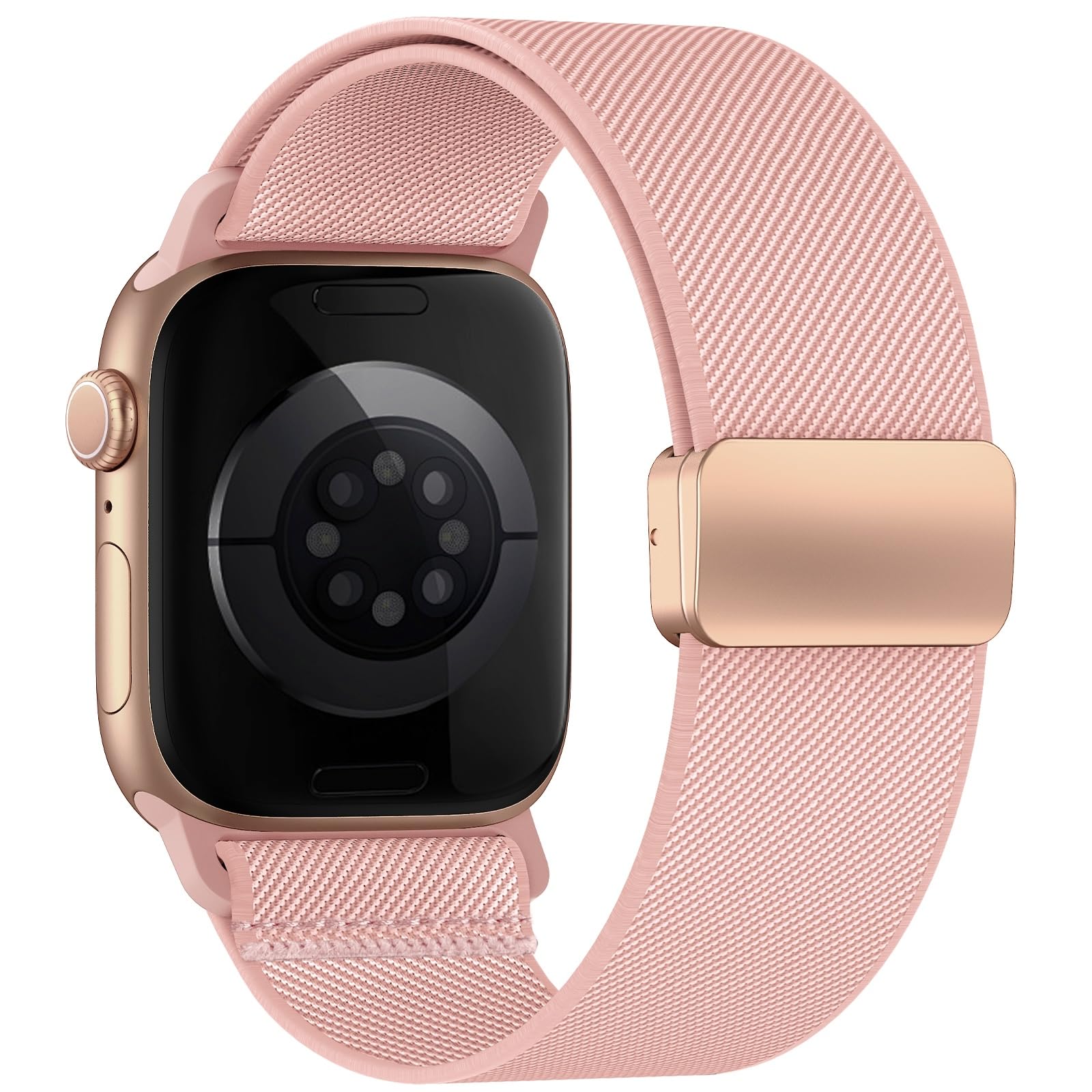 Stretchy Band Compatible with Apple Watch Bands 40mm 38mm 41mm 42mm 44mm 45mm 46mm 49mm Women Men,Strong Magnetic Clasp Elastic Sport Strap for iWatch Series 11 10 9 8 7 6 5 4 3 2 1 Ultra SE/Pink