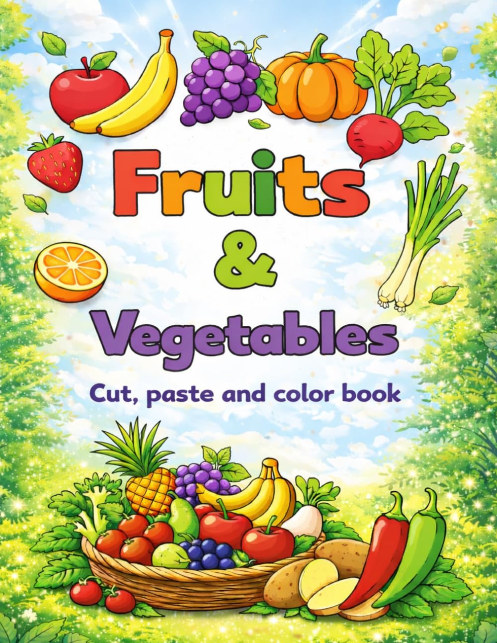 Fruits & Vegetables – Cut, Paste and Color Book