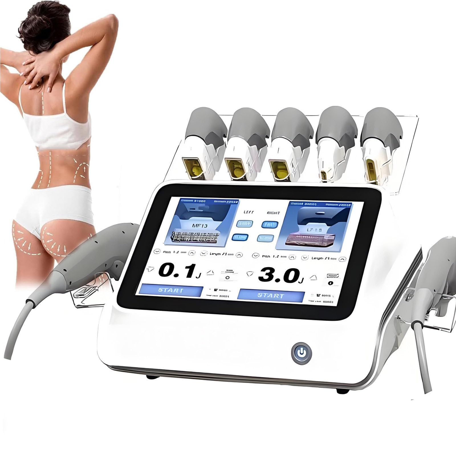 Dispositivo di Bellezza 7D aggiornato per Viso e Corpo 2 in 1, Versione Professionale, per Lifting Viso 7D, per Uso in Salone Domestico con 7 sonde