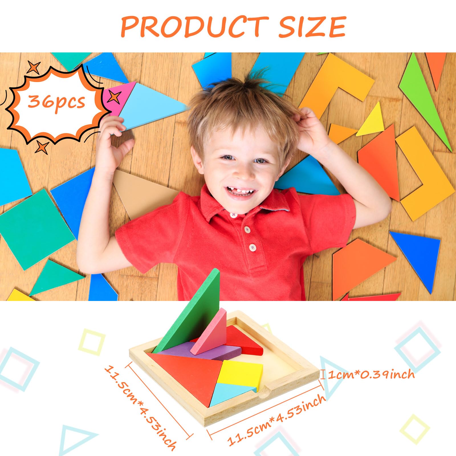 Amazon.com: Shappy 36 Pieces Wooden Tangram Puzzles for Kids