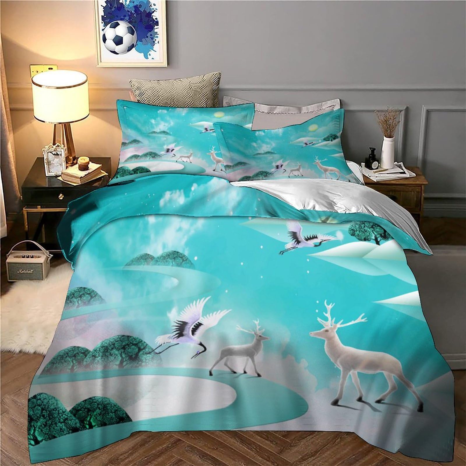 Inverno Copripiumino 3 Pezzi stampa di 3D microfibra morbida con federa Fantasia Set Di Copripiumino cerniera nascosta traspirante for bambini King（220x240cm）