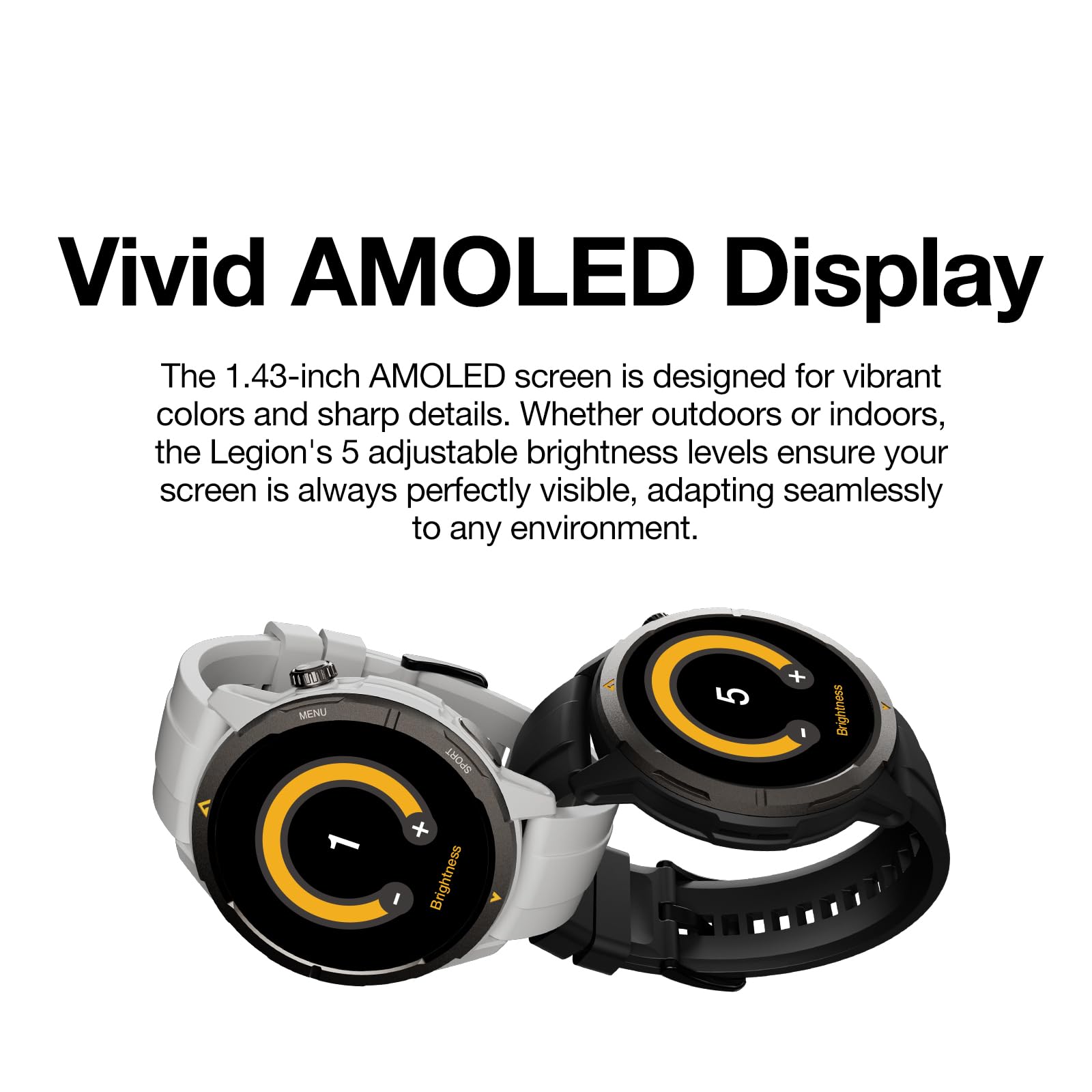 AGM Legion - Orologio intelligente da uomo, impermeabile fino a 5 ATM, antiurto e a prova di caduta, oltre 100 modalità sportive, chiamate Bluetooth, bussola, barometro e altimetro, display AMOLED da