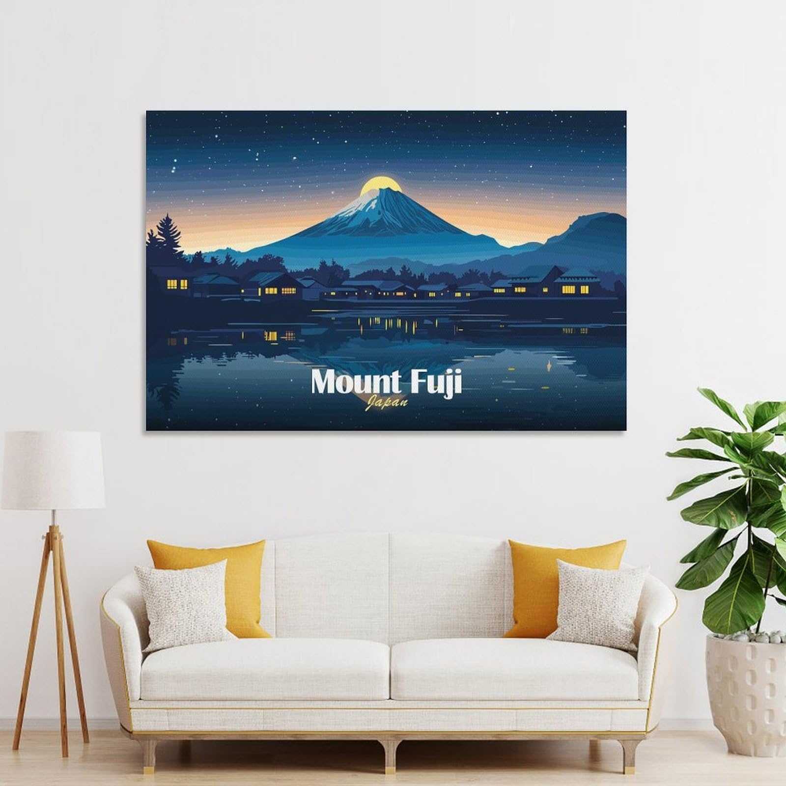 Junmoney Unframe-Style-8-1 Canvas Wall Picture Mount Fuji At Night, 20X30inch(50X75cm), For Bedroom, Lounge Or Dressing Area, Stylish Decor For A Restful Room Update