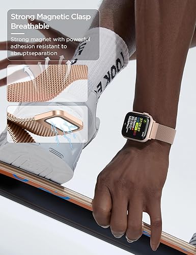 Miniatura 4 de Correa milanesa original patentada compatible con Apple Watch Series 9, 8, 7, 6, 5, 4, 3, Ultra 2, 1, SE, de 1.929 in, 1.772 in, 1.732 in, 1.654 in,