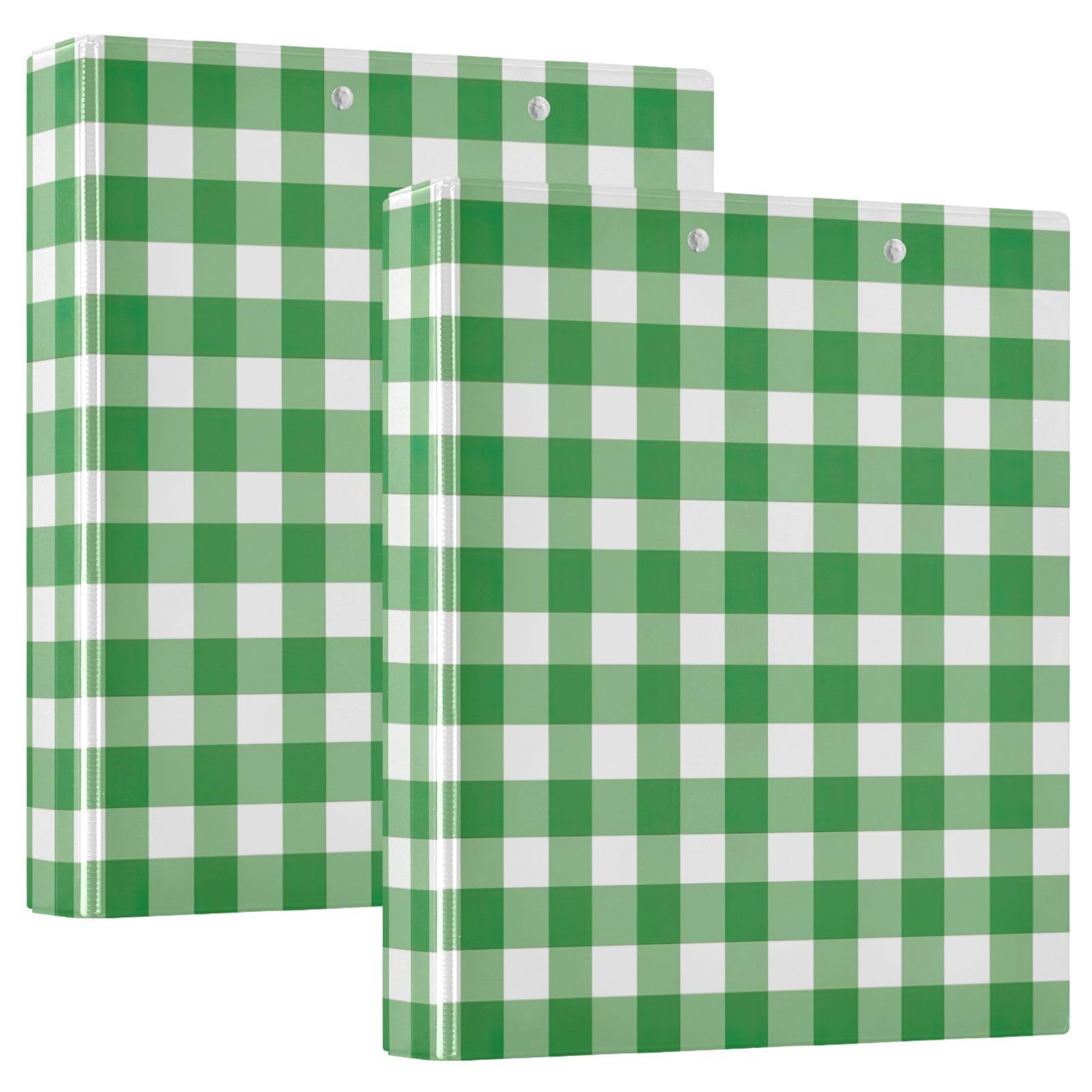 Raccoglitori a 3 anelli, 3,8 cm, a quadretti, rotondi, decorativi, con clip in metallo, organizer per casa e ufficio, confezione da 2