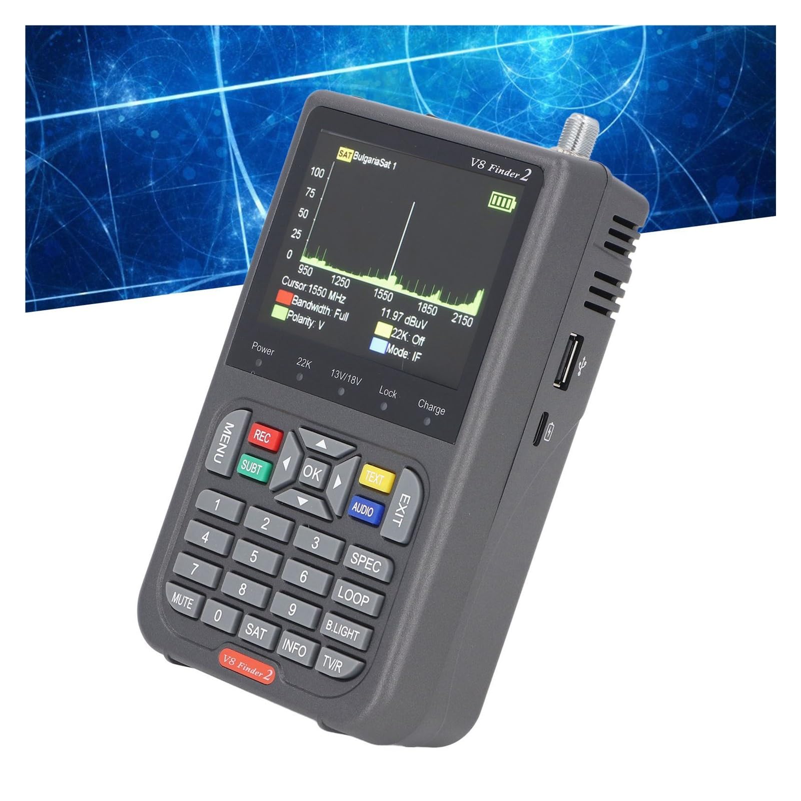 Medidor de Campo TDT, Buscador de satélite 950‑2150, pantalla de 3,5 pulgadas, medidor de satélite digital, receptor de señal DVB S2X S2 S, CC 5 V, 9 V, 12 V