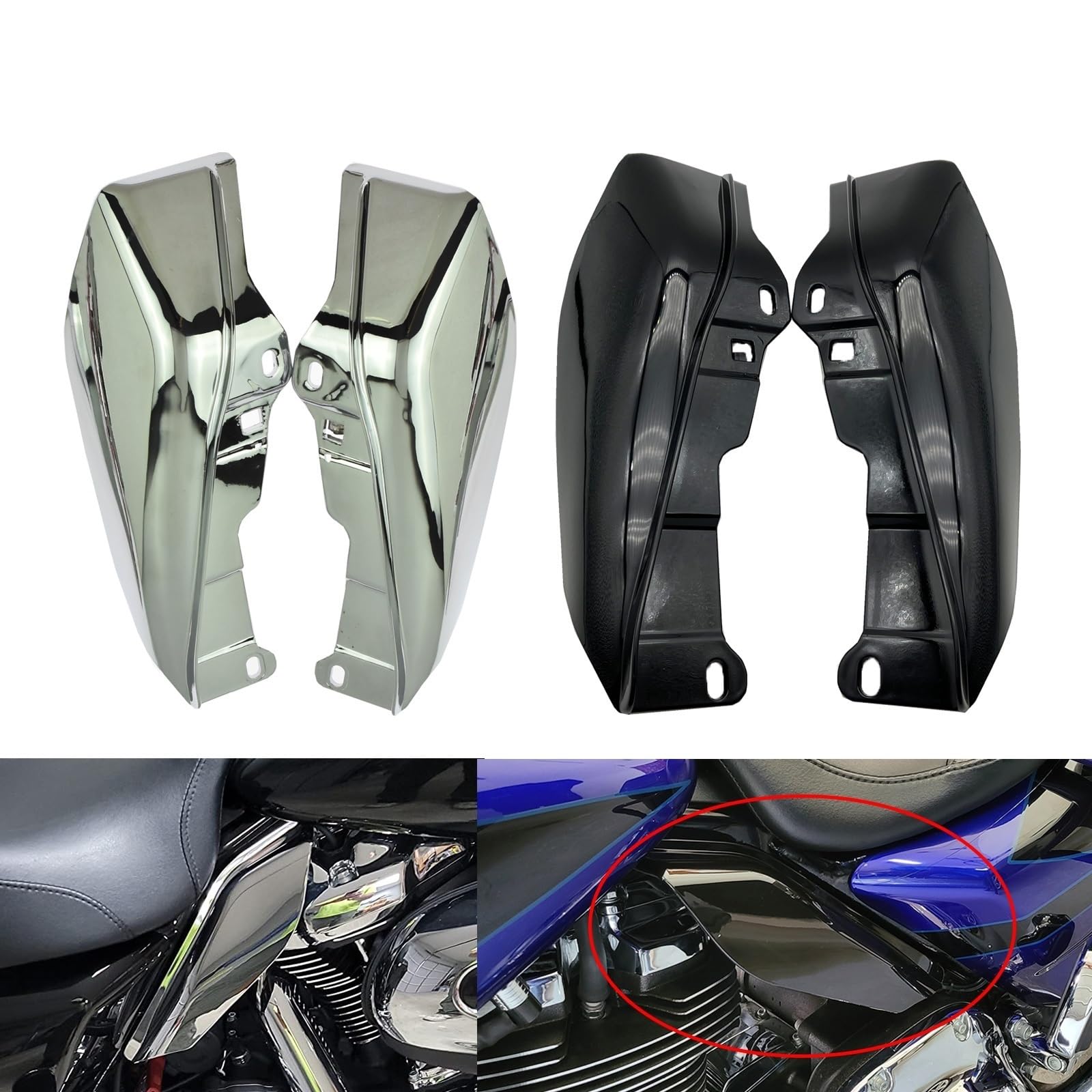 Przednia szyba motocyklowa Pasuje do motocykla Harley Touring Electra Street Glide CVO Ultra Road King 2009-2016 Osłona termiczna i deflektor powietrza(Chrome)