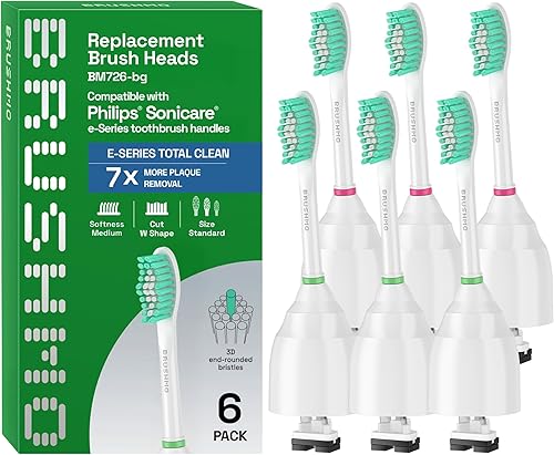 Miniatura 17 de Cabezales de repuesto Sonimart para cepillos de dientes Philips Sonicare e-Series HX7022, paquete de 6 unidades compatible con cepillos Philips Bm02