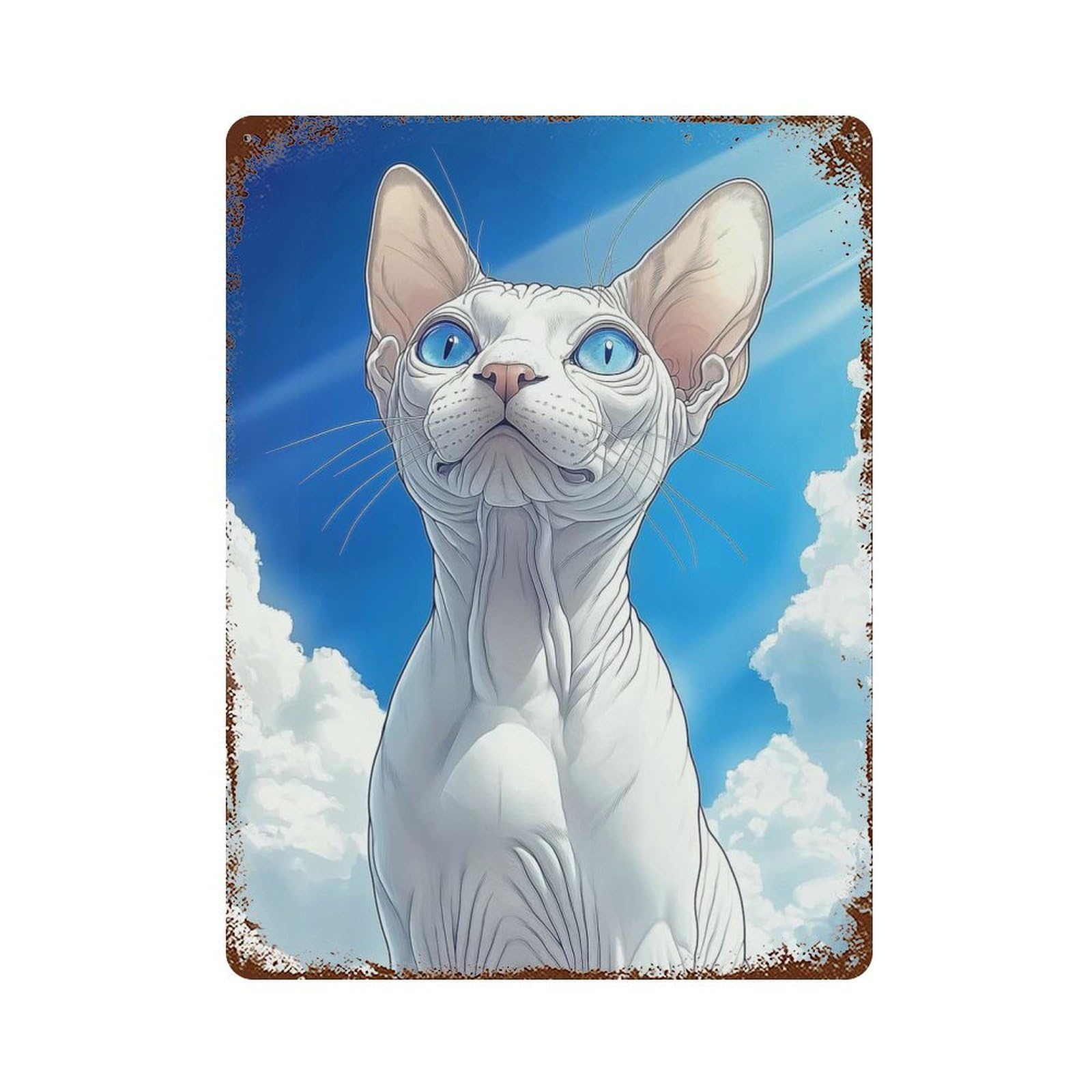 Sphynx Cat Portrait Retro Metal Sign 15.7"x11.8", Ideal for Shed, Workshop And Garage Wall Decor