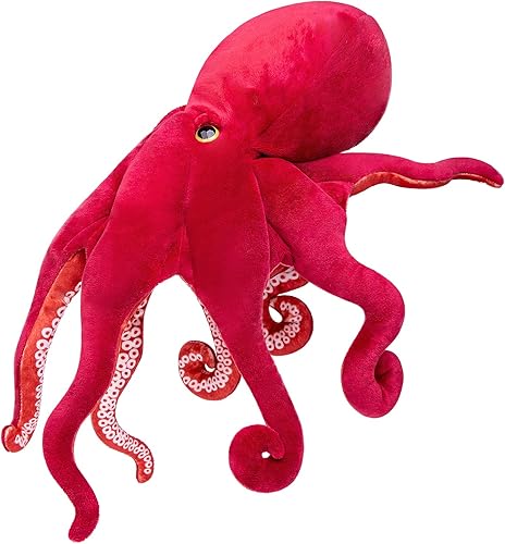 lilizzhoumax Peluche de pulpo, animal de peluche realista de pulpo rojo, animal de peluche suave, juguete realista de 17 pulgadas, relleno de