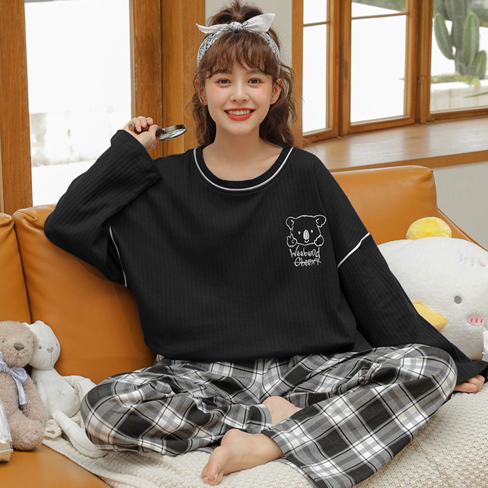 GOSO Schlafanzug Mädchen 140 146 152 164 Pyjamas Niedliche Pjs für Teenager Cartoon Print Tops und Lange Hosen Big Tween Girl Nightwear Set