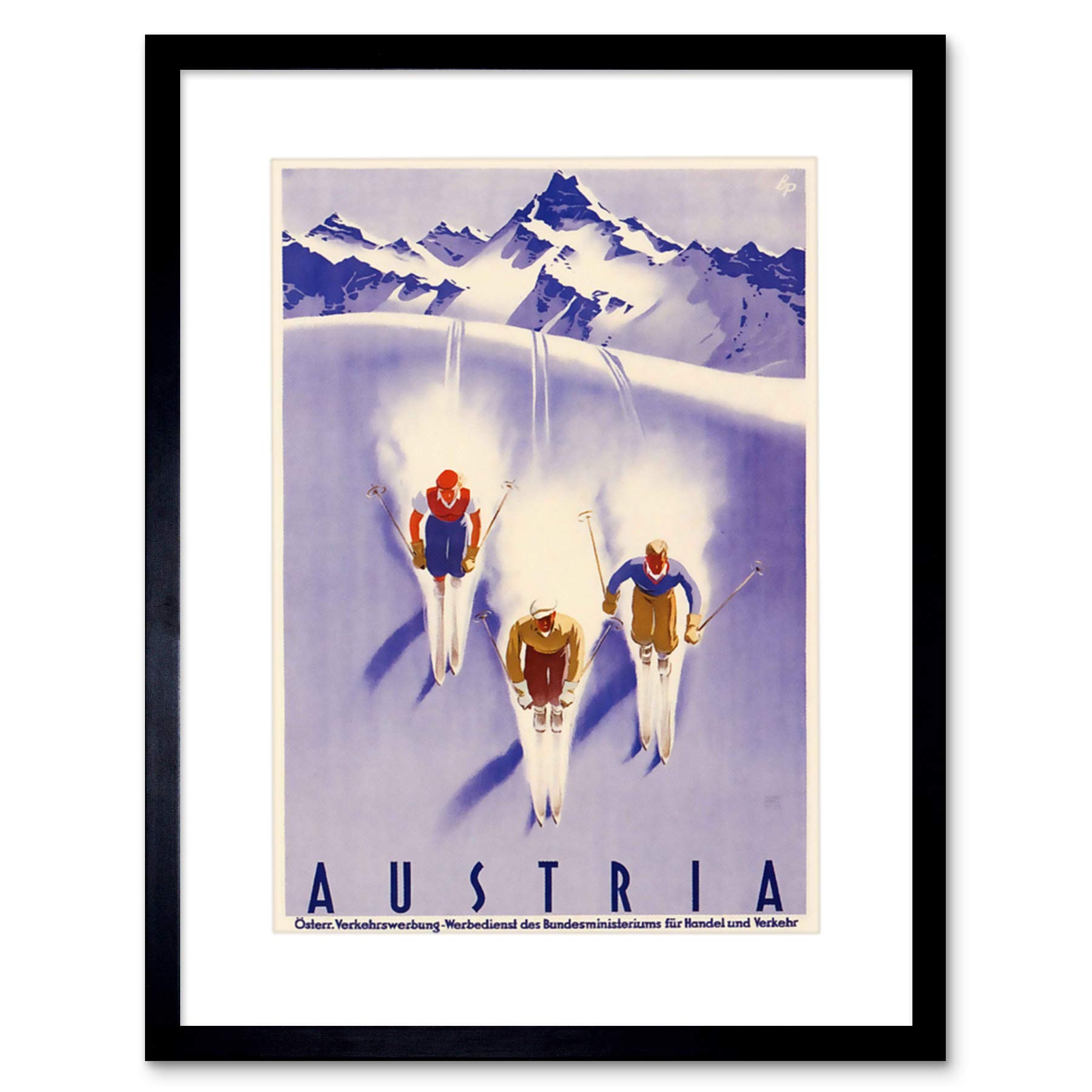 Wee Blue Coo Travel Tourism Winter Sport Austria Ski Snow Alps Picture Framed Wall Art Print