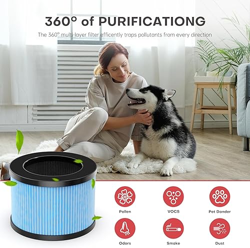 Miniatura 7 de Paquete de 2 filtros de aire MK01 MK06 TZ-K1 KN6391RGB compatibles con AROEVE MK01 MK06, KN6391RGB, ToLife TZ-K1, 4 en 1 de alta eficiencia H13