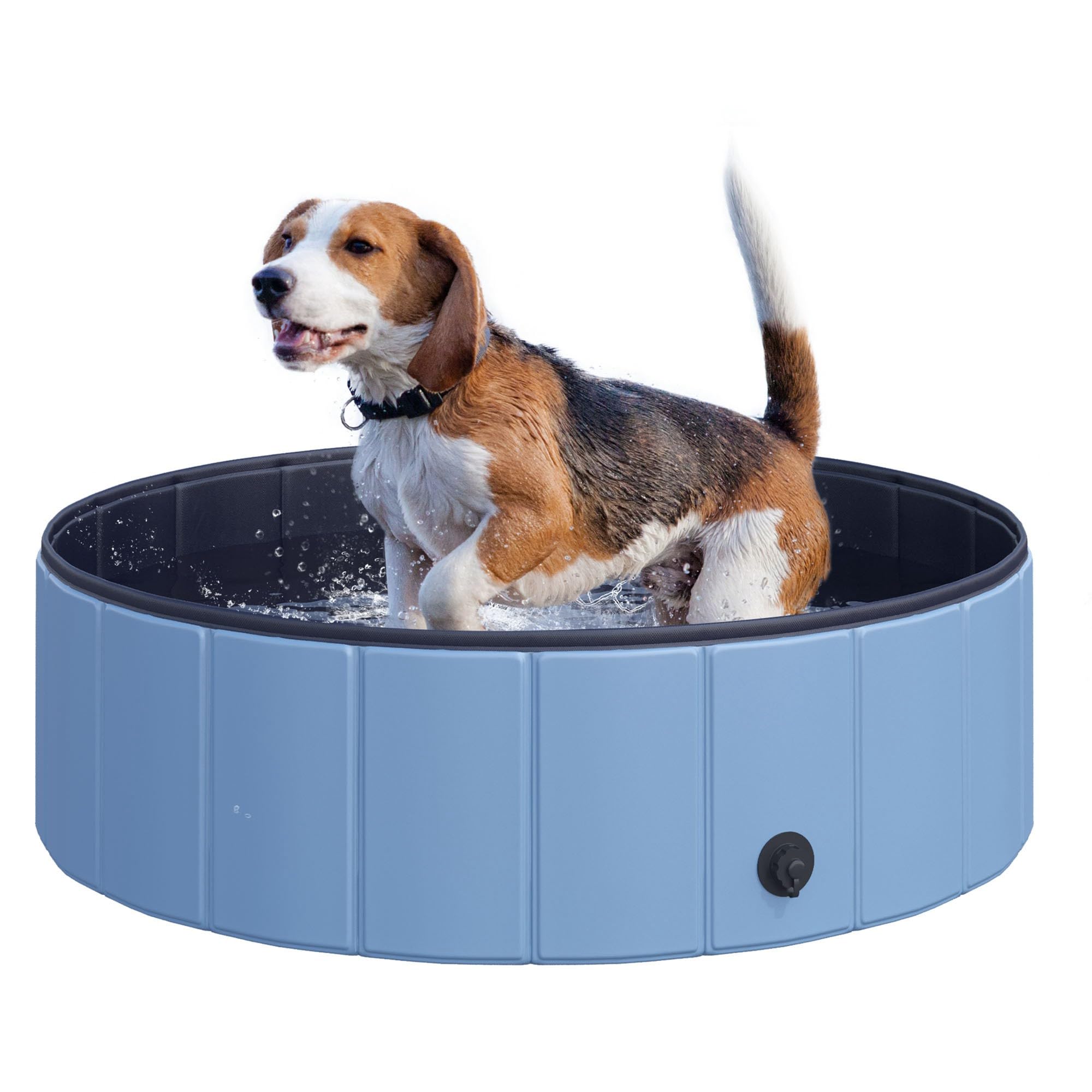 Pawhut Blue Pet Cat Dog Swimming Pool Indoor Outdoor Bathing Foldable Inflate 100Cm - Pvc, Pet, Plank - 1