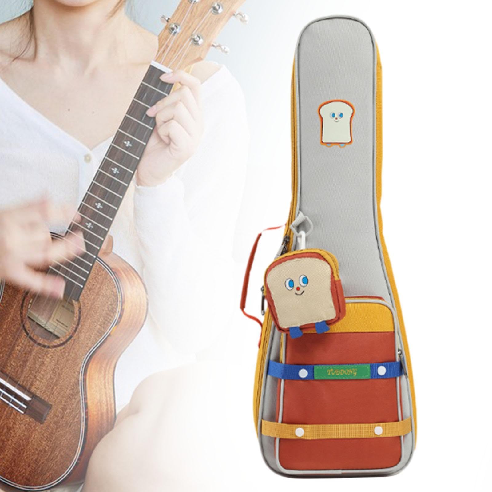 Ukulele Tasche Ukulele Doppelter Schulter Rucksack Süßer Bunte Kleine Gitarrenspeicher Hülle Ukulele Fall Ukulele Gigtasche für Reisen, 23 and 24 Inch